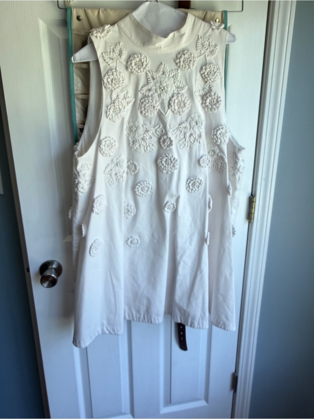 BHLDN Sleeveless Embroidered A-Line Mini Dress with cutout